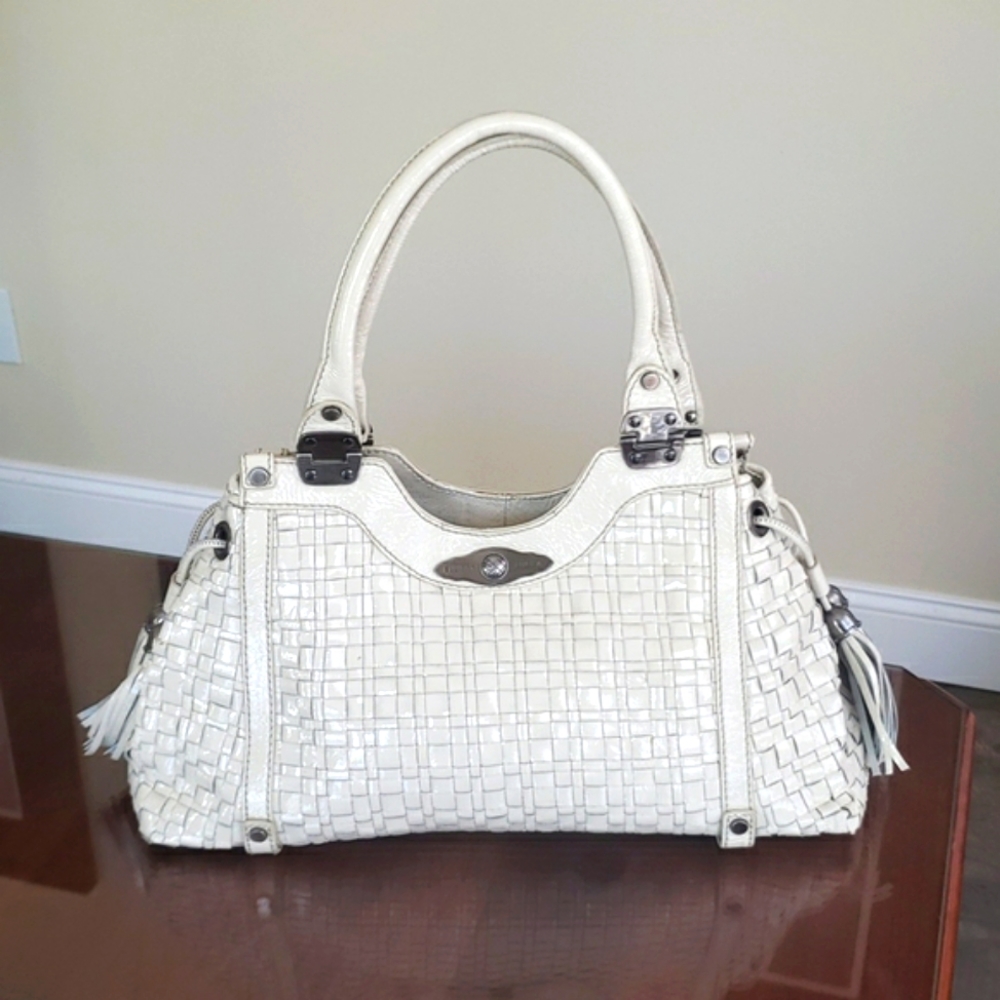 Elliott Lucca basket weave leather handbag